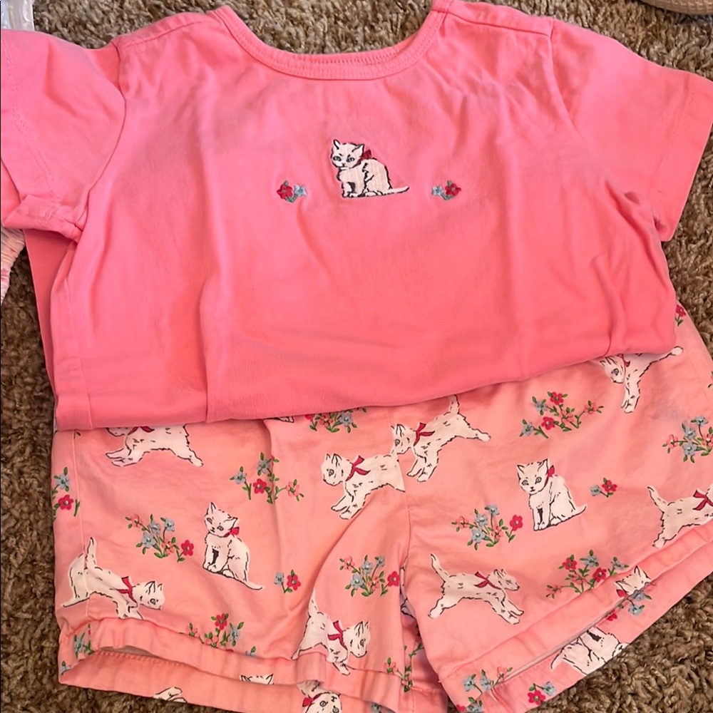 Kids Pink Cat shirt and short set